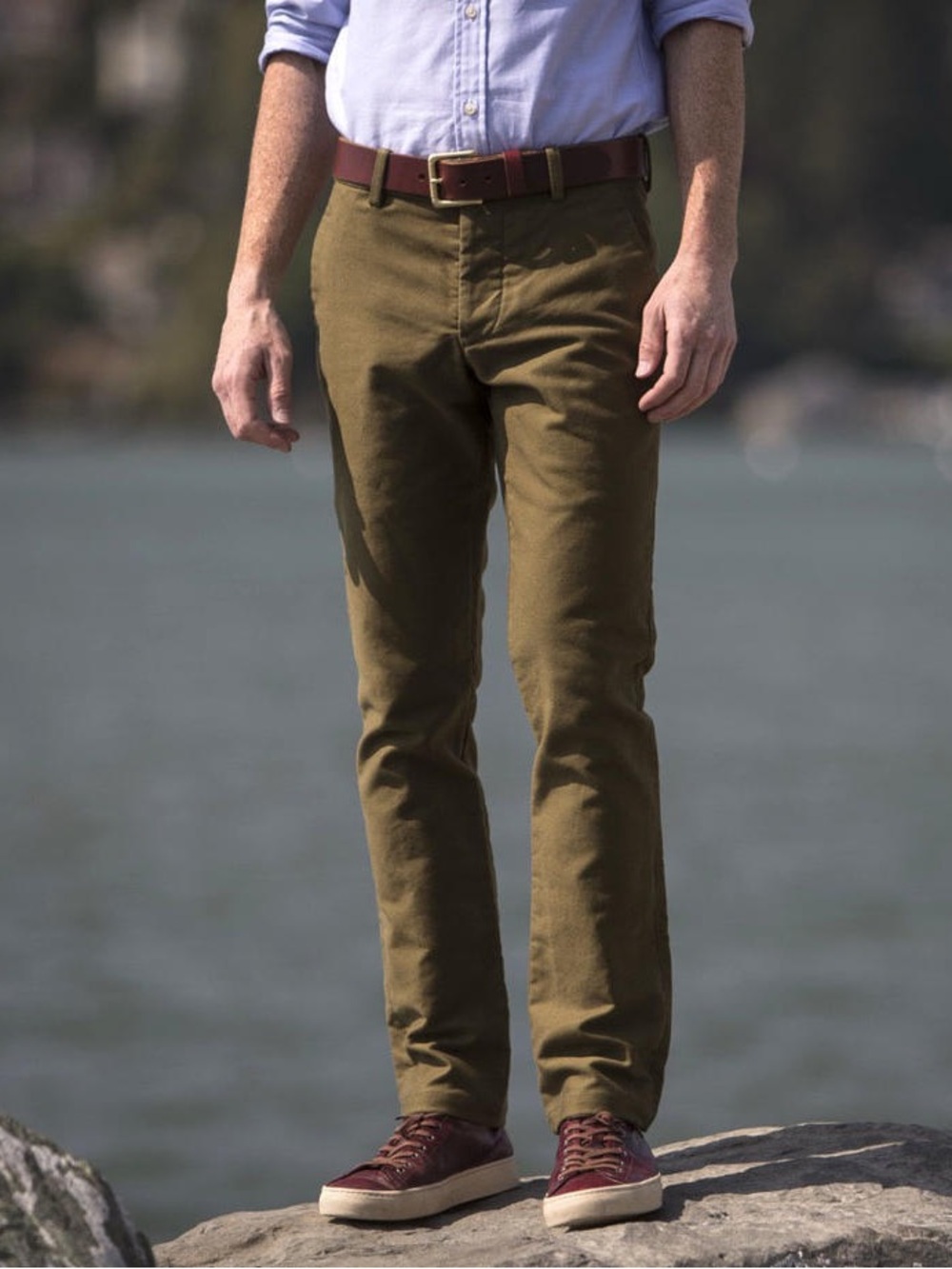 Gustin Men’s Soft Olive Corduroy Straight-Leg Pants